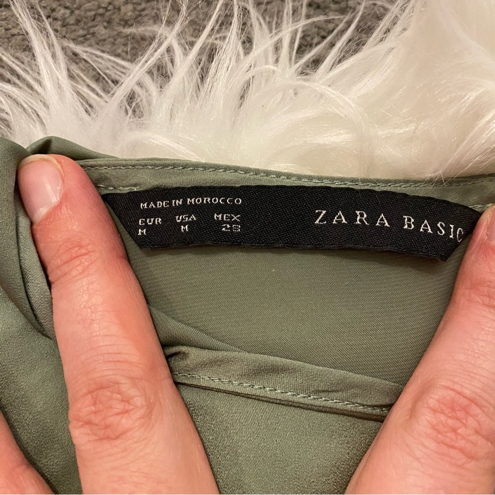 Zara Sage Ruffle Sleeve Blouse - Picture 3 of 7